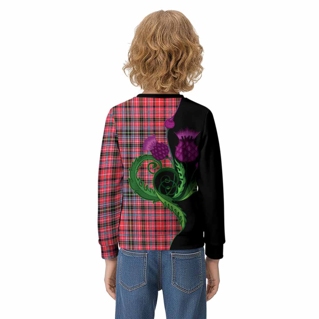 Aberdeen District Tartan Kid Knitted Sweatshirt Traditional Scottish Thistle