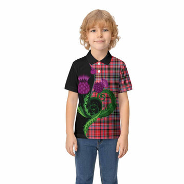 Aberdeen District Tartan Kid Polo Shirt Traditional Scottish Thistle