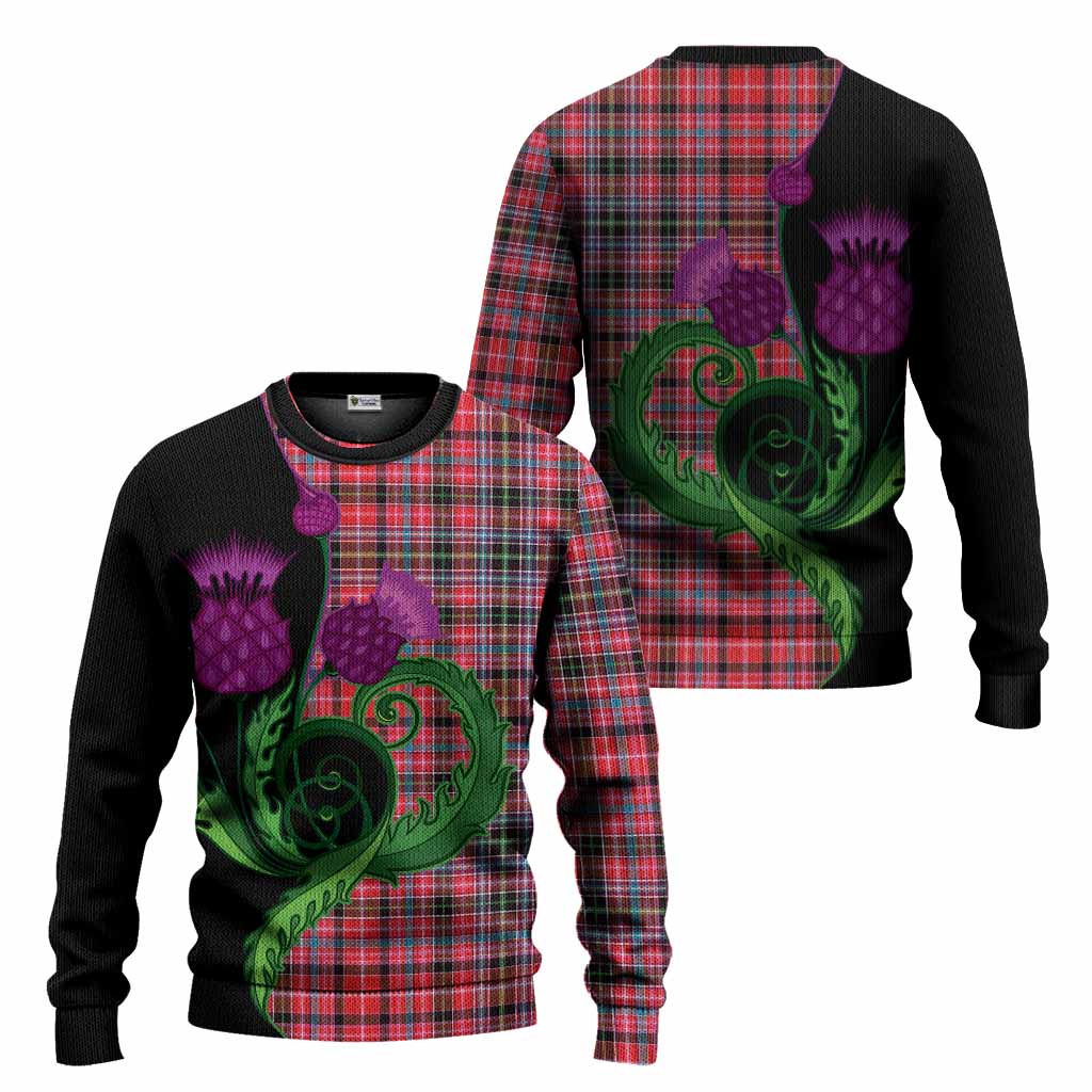 Aberdeen District Tartan Knitted Sweater Traditional Scottish Thistle