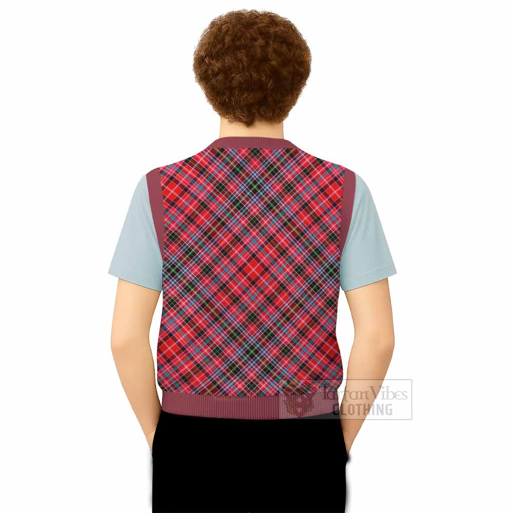 Aberdeen District Tartan  Knitted V-Neck Vest Cross Style