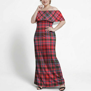 Aberdeen District Tartan Off Shoulder Ruffle Maxi Dress