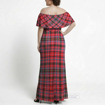 Aberdeen District Tartan Off Shoulder Ruffle Maxi Dress