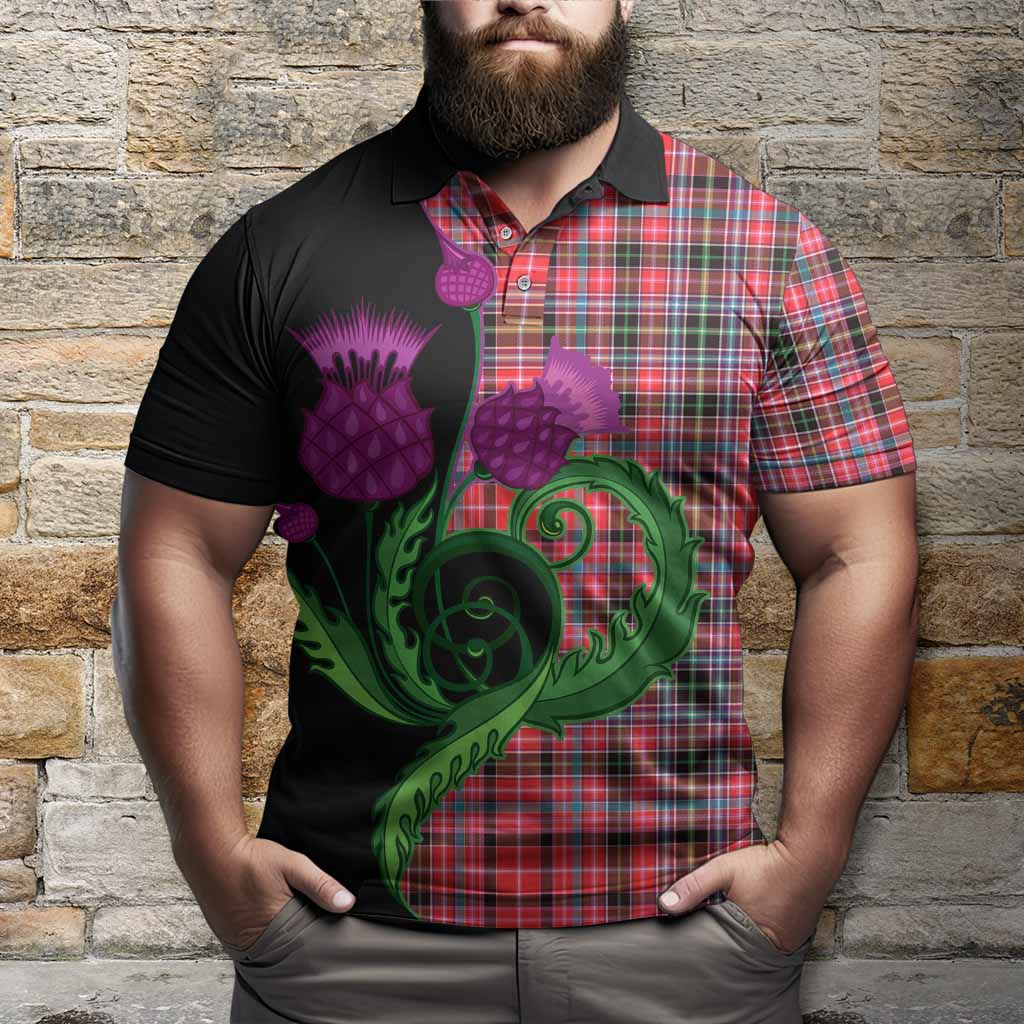 Aberdeen District Tartan Polo Shirt Traditional Scottish Thistle