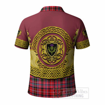 Aberdeen District Tartan Polo Shirt Unicorn Celtic Knot And Thistle Emblem