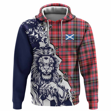 Aberdeen District Tartan Scottish Hoodie Angry Lion With Soccer Ball Style