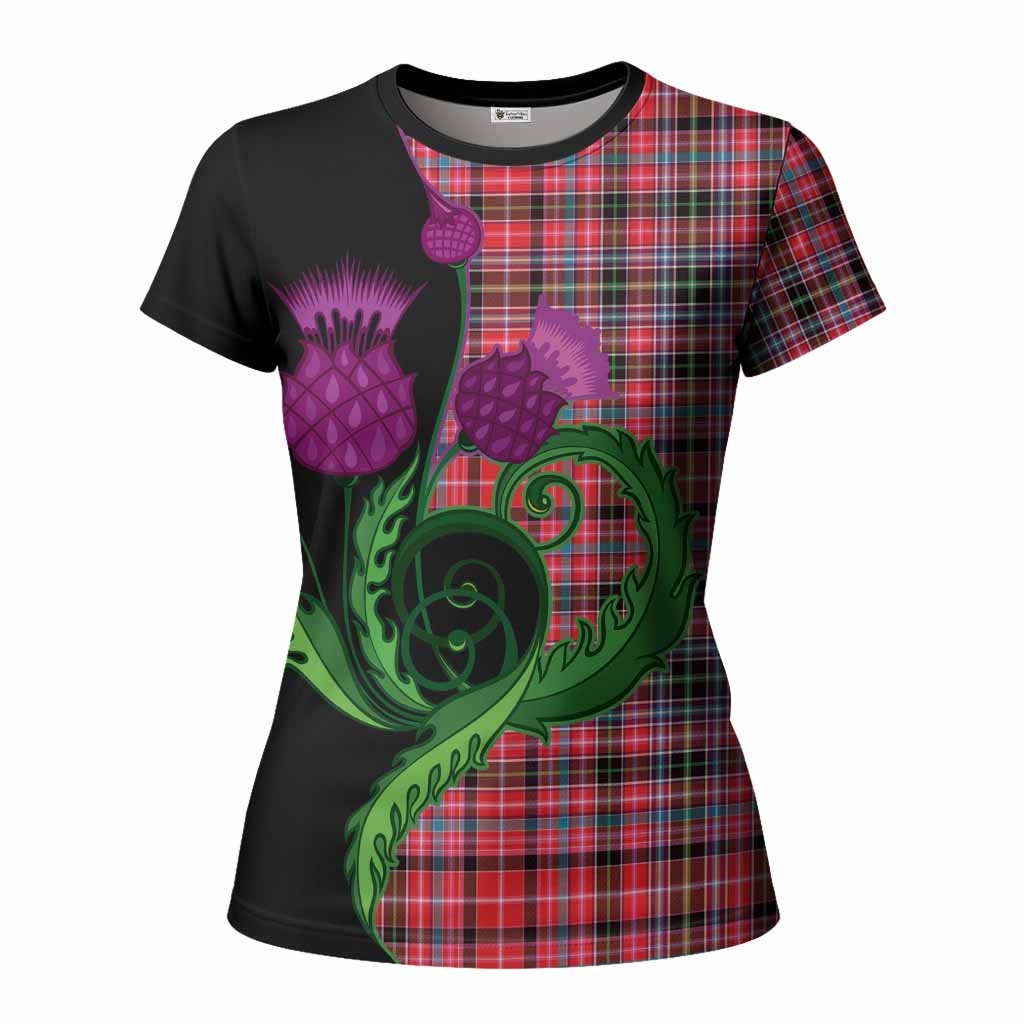 Aberdeen District Tartan Women T shirt Traditional Scottish Thistle