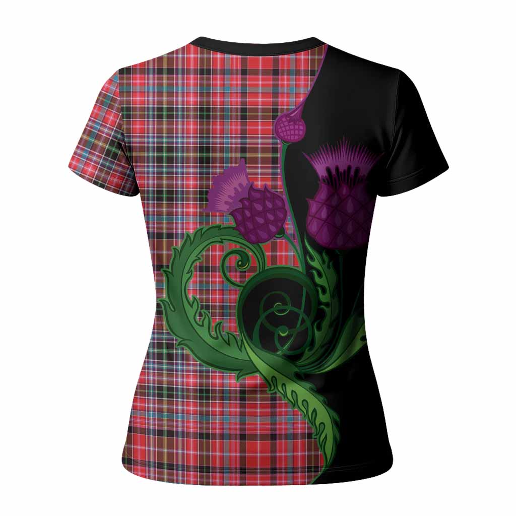 Aberdeen District Tartan Women T shirt Traditional Scottish Thistle