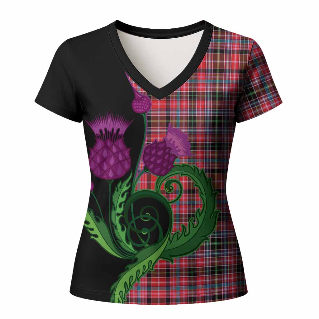 Aberdeen District Tartan Women T shirt Traditional Scottish Thistle
