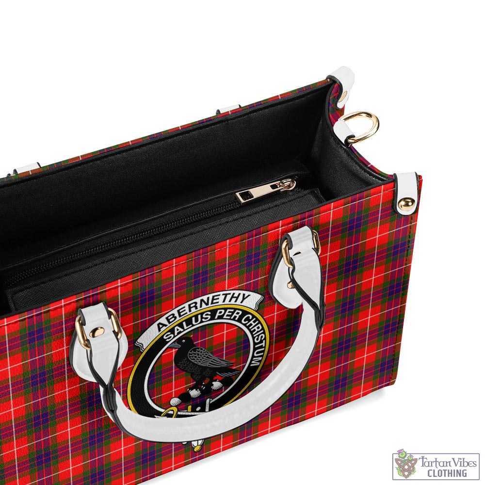 Tartan Vibes Clothing Abernethy Tartan Luxury Leather Handbags with Family Crest