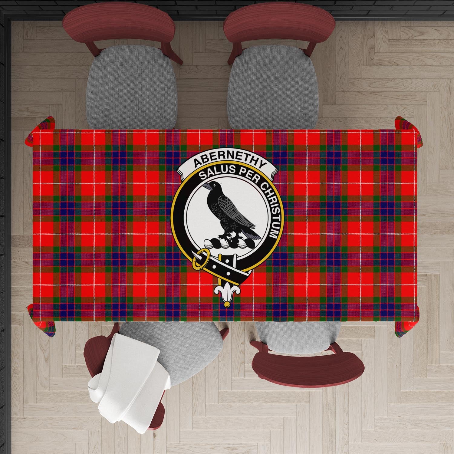 Abernethy Tatan Tablecloth with Family Crest - Tartanvibesclothing