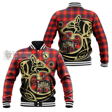 Abernethy Tartan Baseball Jacket with Family Crest Celtic Wolf Style Unisex - Tartan Vibes Clothing