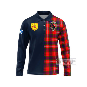 Abernethy Tartan Long Sleeve Polo Shirt Alba with Scottish Lion Royal Arm Half Style Unisex - Tartan Vibes Clothing