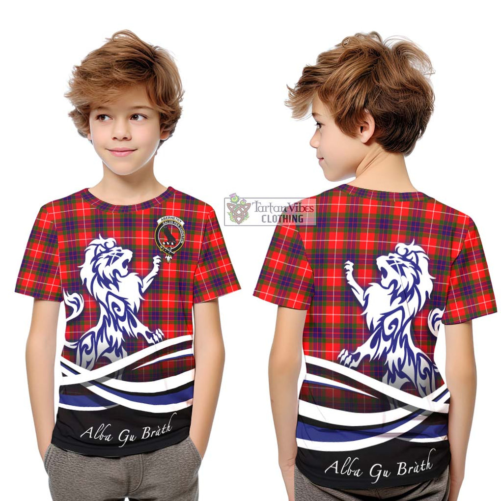 Abernethy Tartan Kid T-Shirt with Alba Gu Brath Regal Lion Emblem Youth XL Size14 - Tartan Vibes Clothing