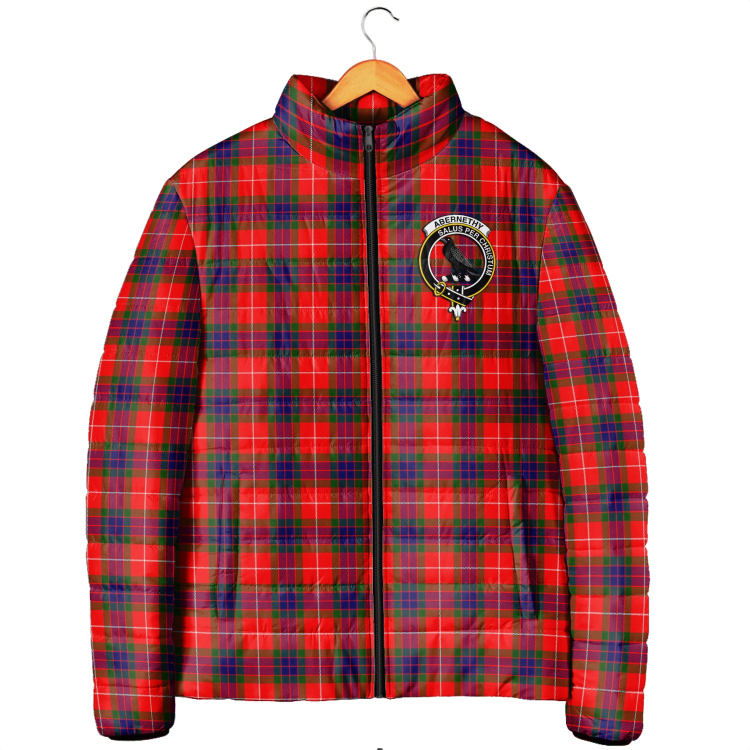 Abernethy Tartan Padded Jacket with Family Crest Men's Padded Jacket - Tartan Vibes Clothing