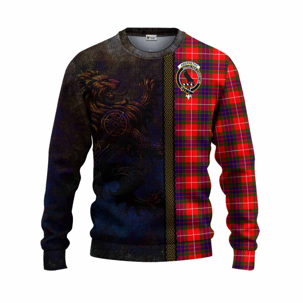 Abernethy Tartan Family Crest Knitted Sweater Alba Gu Brath Be Brave Lion Ancient Style Unisex - Tartan Vibes Clothing
