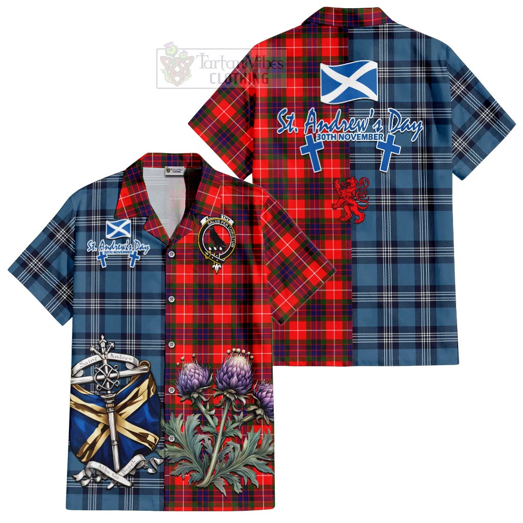 Abernethy Tartan Hawaiian Shirt Happy St. Andrew's Day Half Tartan Style Kid - Tartan Vibes Clothing