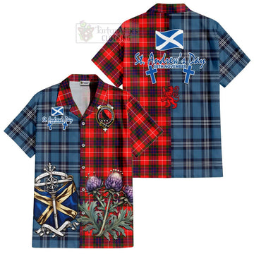 Abernethy Tartan Hawaiian Shirt Happy St. Andrew's Day Half Tartan Style Kid - Tartan Vibes Clothing