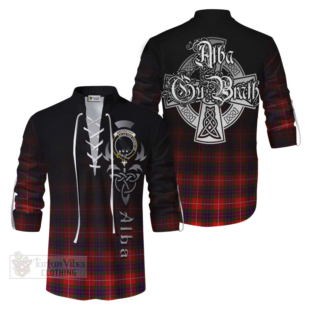 Abernethy Tartan Ghillie Kilt Shirt Featuring Alba Gu Brath Family Crest Celtic Inspired Men - Tartan Vibes Clothing