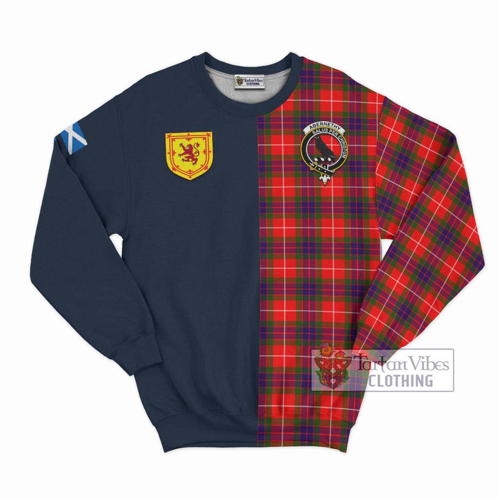 Abernethy Tartan Sweatshirt Alba with Scottish Lion Royal Arm Half Style Unisex - Tartan Vibes Clothing