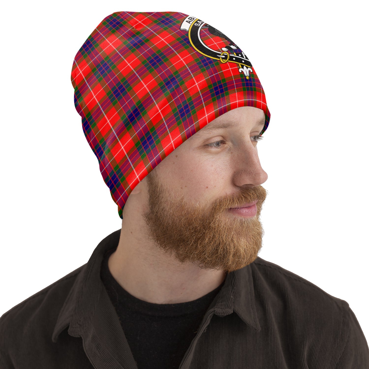 Abernethy Tartan Beanies Hat with Family Crest One Size 22 inches 15.5 inches - Tartanvibesclothing
