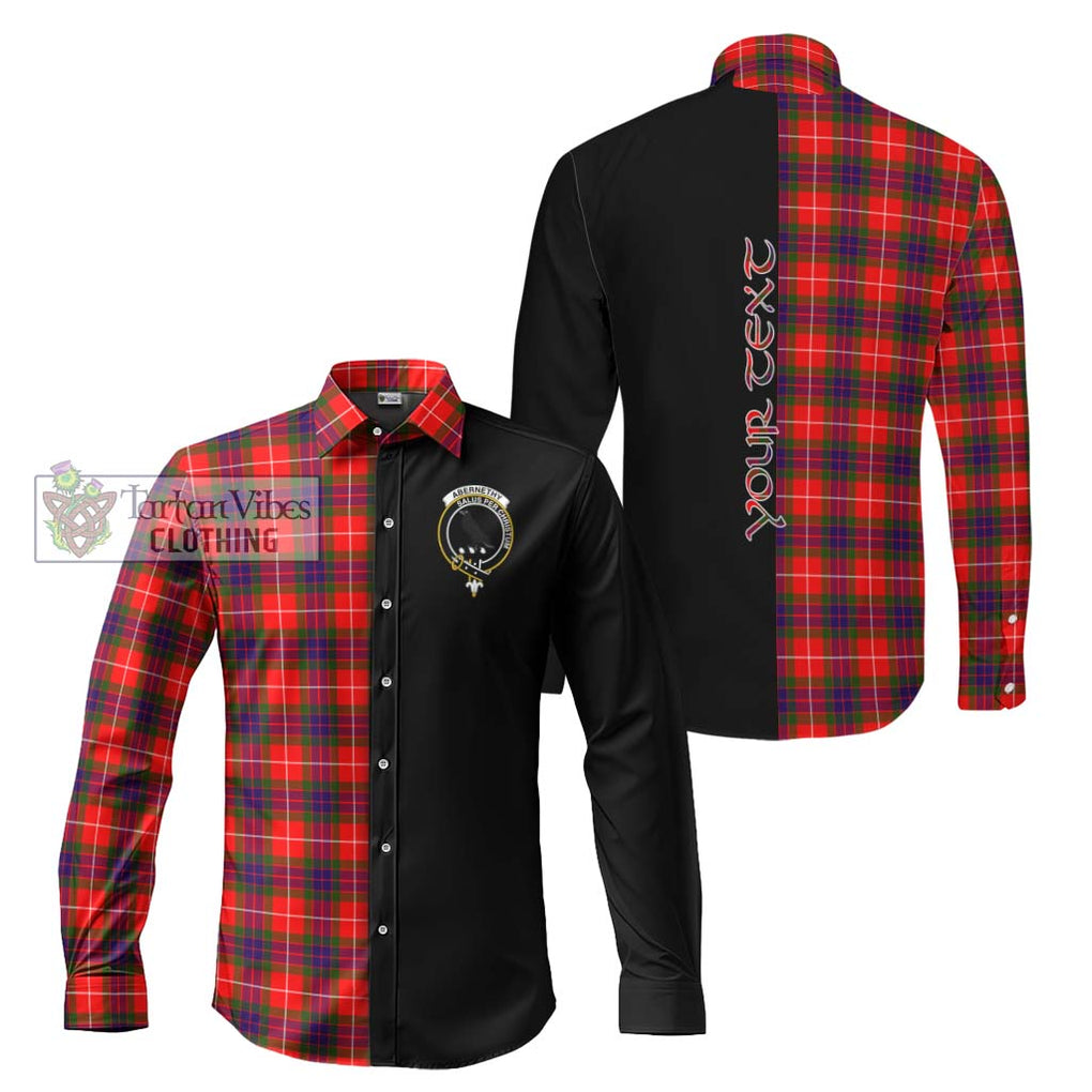 Abernethy Tartan Long Sleeve Button Shirt with Family Crest and Half Of Me Style Men's Shirt S - Tartanvibesclothing Shop