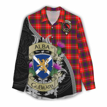Abernethy Tartan Family Crest Women's Casual Shirt Lion Rampant Royal Thistle Shield Celtic Inspired Female - Tartan Vibes Clothing