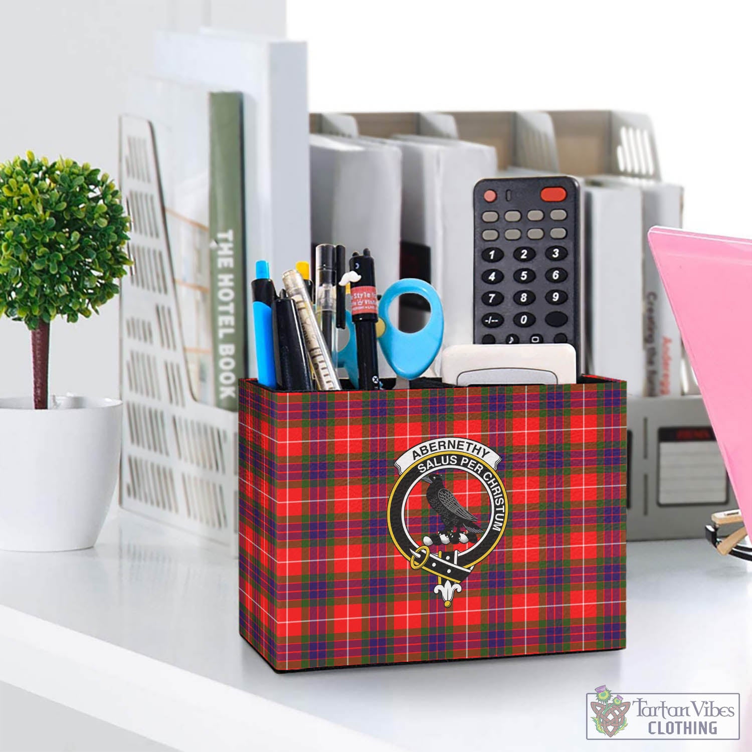 Tartan Vibes Clothing Abernethy Tartan Pen Holder with Family Crest
