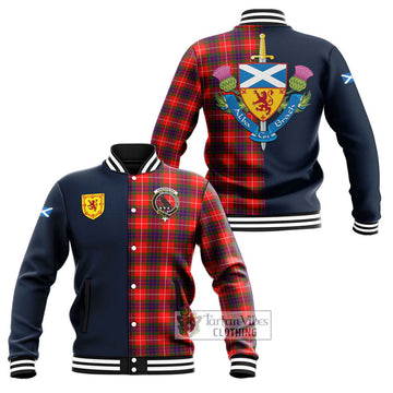 Abernethy Tartan Baseball Jacket Alba with Scottish Lion Royal Arm Half Style Unisex - Tartan Vibes Clothing