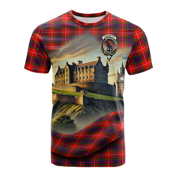 Tartan Vibes Clothing Abernethy Tartan Family Crest Cotton T-shirt with Scottish Ancient Castle Style