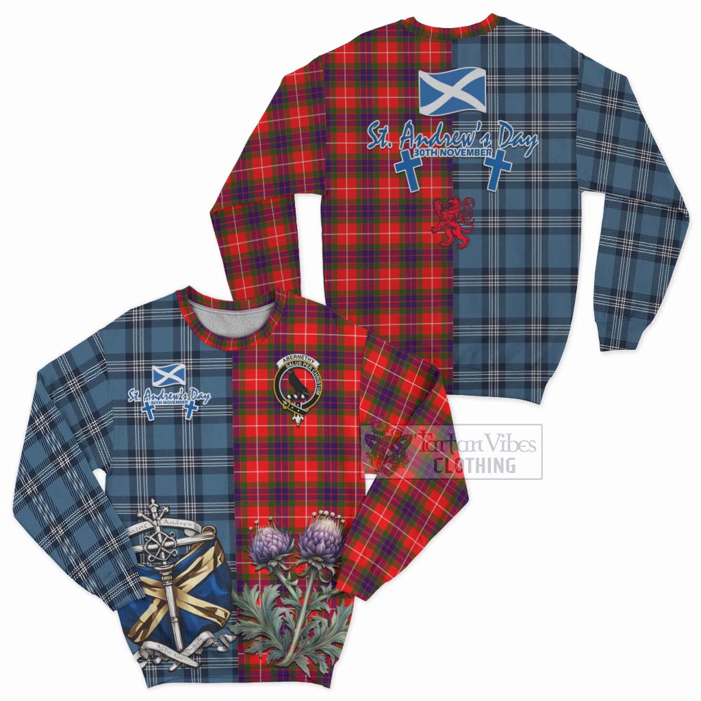 Abernethy Tartan Sweatshirt Happy St. Andrew's Day Half Tartan Style Unisex - Tartan Vibes Clothing