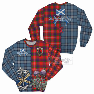 Abernethy Tartan Sweatshirt Happy St. Andrew's Day Half Tartan Style Unisex - Tartan Vibes Clothing
