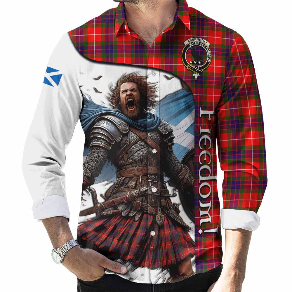 Abernethy Crest Tartan Long Sleeve Button Shirt Inspired by the Freedom of Scottish Warrior Men's Shirt S - Tartan Vibes Clothing