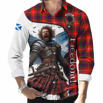 Tartan Vibes Clothing Abernethy Crest Tartan Long Sleeve Button Shirt Inspired by the Freedom of Scottish Warrior