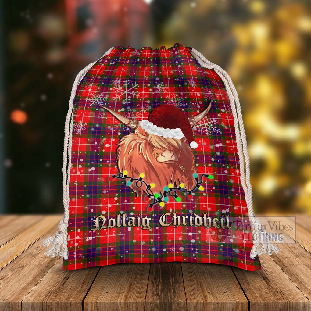 Abernethy Tartan Christmas Santa's Bag with Twinkle Highland Cattle - Tartan Vibes Clothing