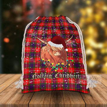 Abernethy Tartan Christmas Santa's Bag with Twinkle Highland Cattle - Tartan Vibes Clothing