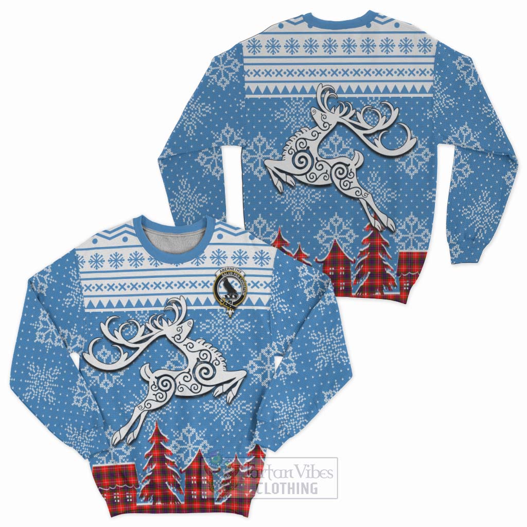 Tartan Vibes Clothing Abernethy Clan Christmas Sweatshirt Celtic Reindeer Style