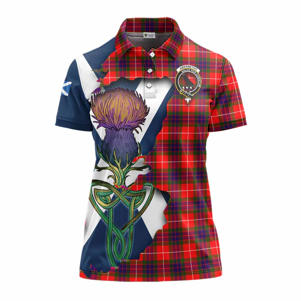 Tartan Vibes Clothing Abernethy Tartan Family Crest Women's Polo Shirt Scottish Thistle Celtic Inspired