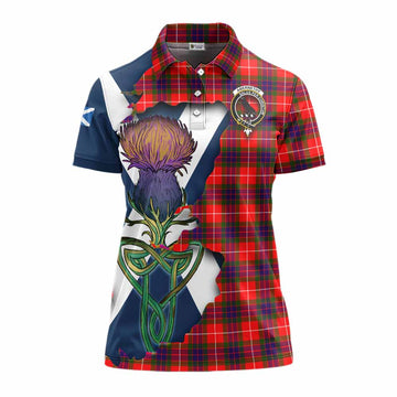 Tartan Vibes Clothing Abernethy Tartan Family Crest Women's Polo Shirt Scottish Thistle Celtic Inspired