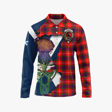 Tartan Vibes Clothing Abernethy Tartan Family Crest Long Sleeve Polo Shirt Scottish Thistle Celtic Inspired