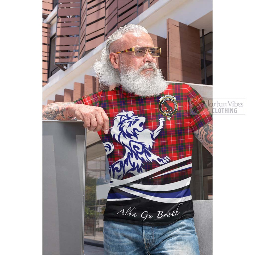 Abernethy Tartan Cotton T-shirt with Alba Gu Brath Regal Lion Emblem Men's Shirt - Tartan Vibes Clothing