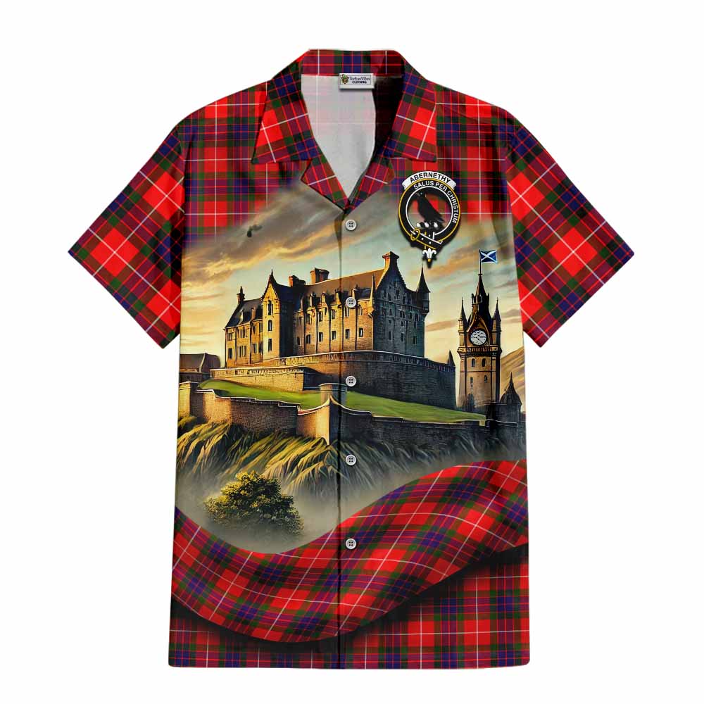 Abernethy Tartan Family Crest Hawaiian Shirt with Scottish Ancient Castle Style Kid - Tartan Vibes Clothing