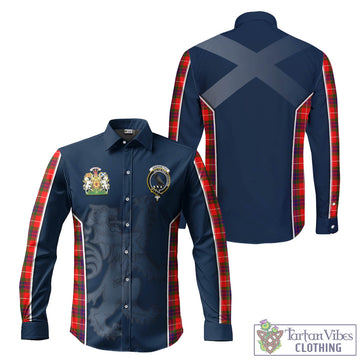 Abernethy Tartan Long Sleeve Button Up Shirt with Family Crest and Lion Rampant Vibes Sport Style
