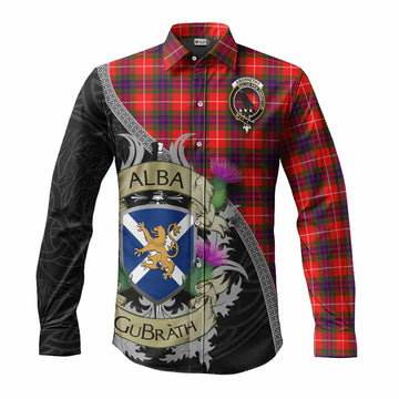 Abernethy Tartan Family Crest Long Sleeve Button Shirt Lion Rampant Royal Thistle Shield Celtic Inspired Men's Shirt S - Tartan Vibes Clothing