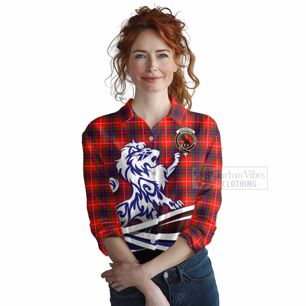 Abernethy Tartan Women's Casual Shirt with Alba Gu Brath Regal Lion Emblem Female - Tartan Vibes Clothing