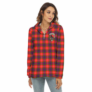 Tartan Vibes Clothing Abernethy Tartan Crest Women's Borg  Half Zip Fleece Hoodie