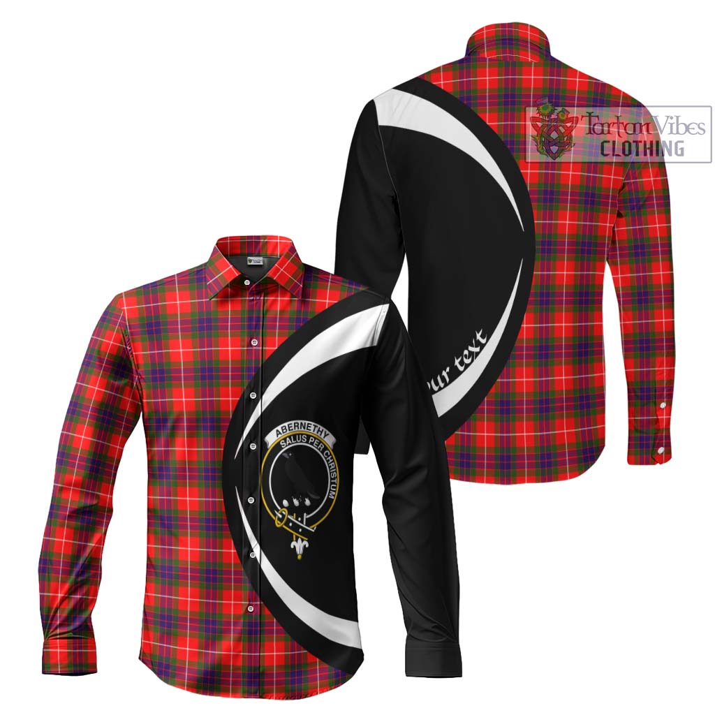 Abernethy Tartan Long Sleeve Button Up with Family Crest Circle Style Men's Shirt S - Tartan Vibes Clothing