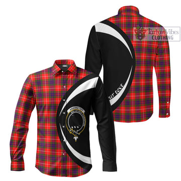 Abernethy Tartan Long Sleeve Button Up with Family Crest Circle Style Men's Shirt S - Tartan Vibes Clothing