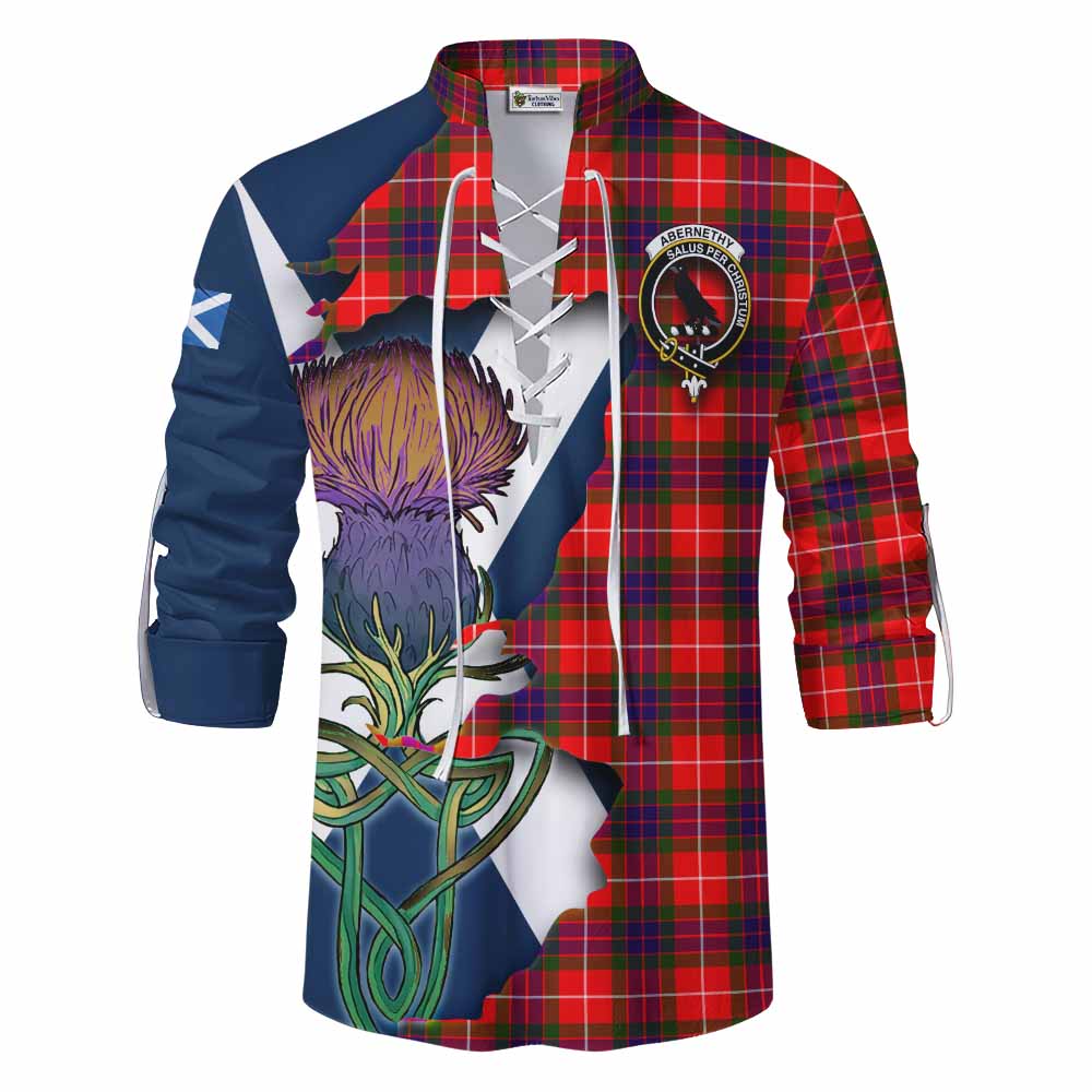 Tartan Vibes Clothing Abernethy Tartan Family Crest Ghillie Kilt Shirt Scottish Thistle Celtic Inspired