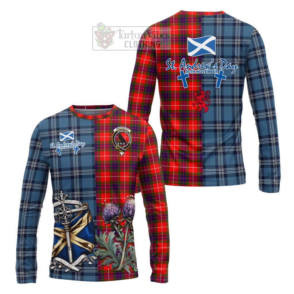 Abernethy Tartan Long Sleeve T-Shirt Happy St. Andrew's Day Half Tartan Style Unisex - Tartan Vibes Clothing