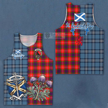 Abernethy Tartan Men's Tank Top Happy St. Andrew's Day Half Tartan Style Men - Tartan Vibes Clothing
